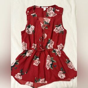 Floral Red Sleeveless Top